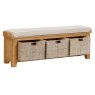 Papaya Kenton Oak Hall Bench with Baskets